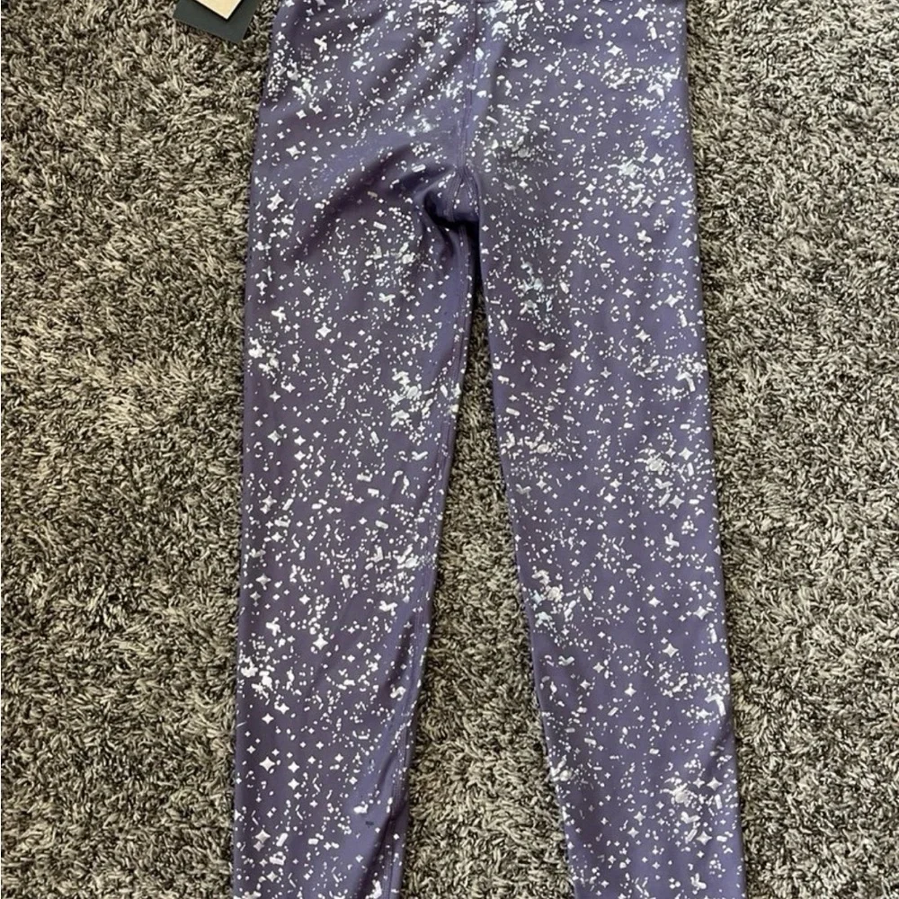 NWT NIKE One Dri-FIT Shine Leggings Purple/ Silver Size Medium 10-12